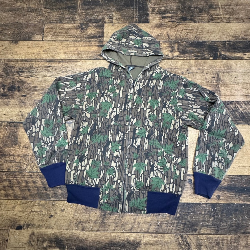 Ace Sportswear Camo Full Zip Hoodie Maple Leaf Print‎ Jacket